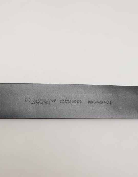Dolce & Gabbana Schwarzer Kalbsledergürtel mit Nieten und Silberner Schnalle - Image 3
