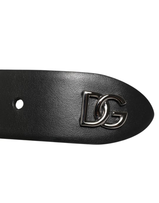 Dolce & Gabbana Schwarzer Kalbsledergürtel mit Nieten und Silberner Schnalle - Image 4