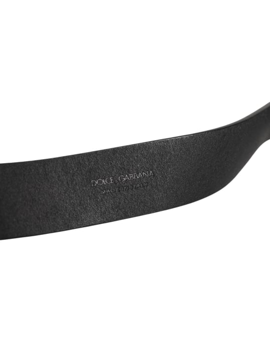 Dolce & Gabbana Schwarzer Leder-Gürtel mit Metallverschluss für Herren - Image 3
