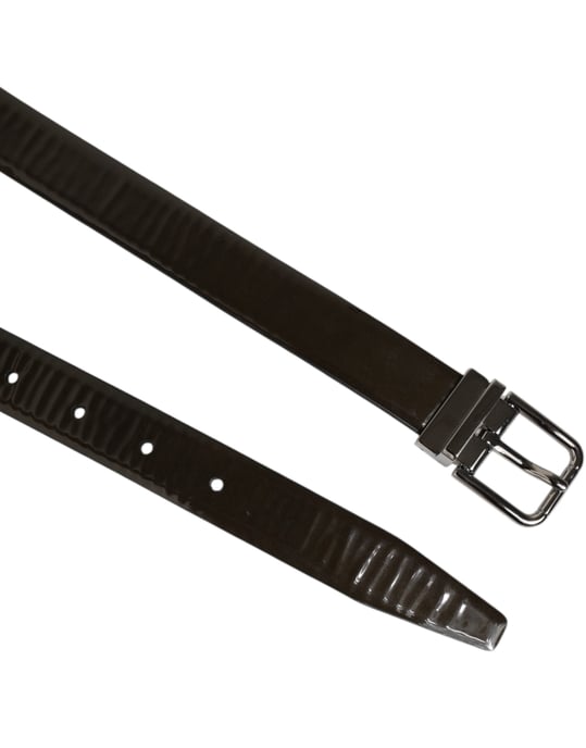 Dolce & Gabbana Brauner Glänzender Leder Gürtel mit Klassischer Metall-Schnalle - Image 4