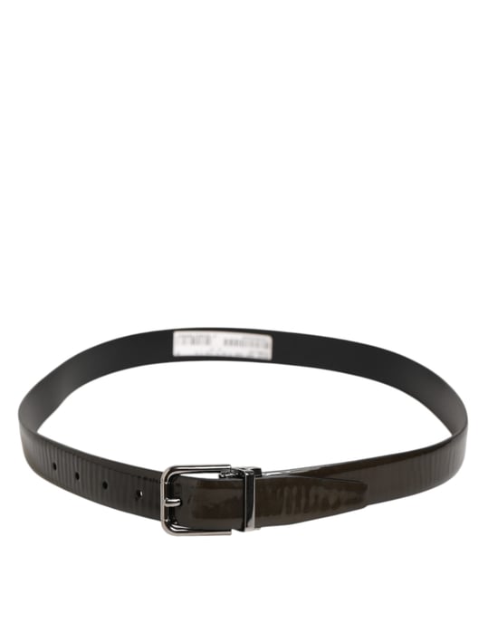 Dolce & Gabbana Brauner Glänzender Leder Gürtel mit Klassischer Metall-Schnalle - Image 5