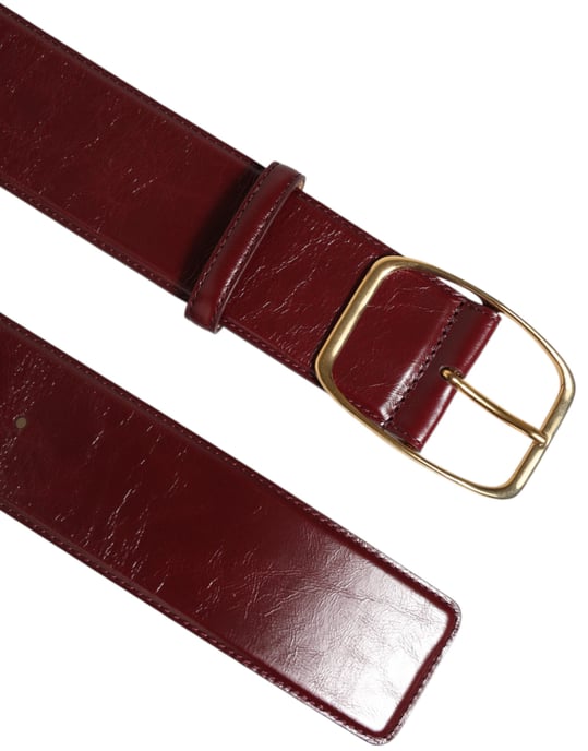 Dolce & Gabbana Burgunderrot Leder Goldmetall Schnalle Damen Gürtel - Image 4