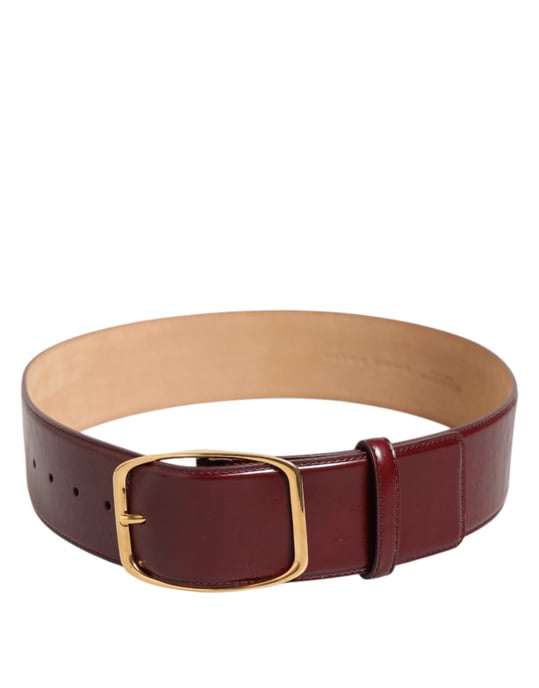 Dolce & Gabbana Burgunderrot Leder Goldmetall Schnalle Damen Gürtel - Image 5