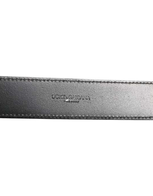 Dolce & Gabbana Schwarzer Leder Klassischer Metalllogo Schnallen Gürtel - Image 4