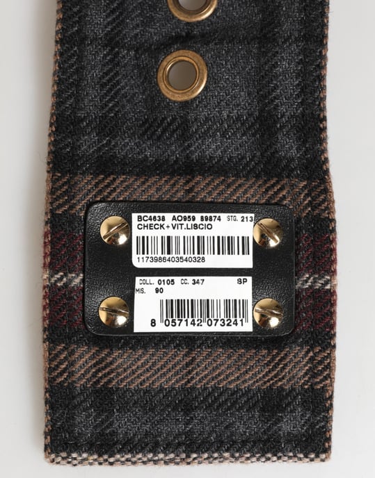 Dolce & Gabbana Karo-Stoff Logo-Platte Messing Schnalle Gürtel - Image 3