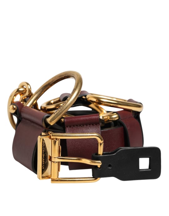 Dolce & Gabbana Brauner Schlüsselring Clip Befestigungen Schnallen Gürtel - Image 1