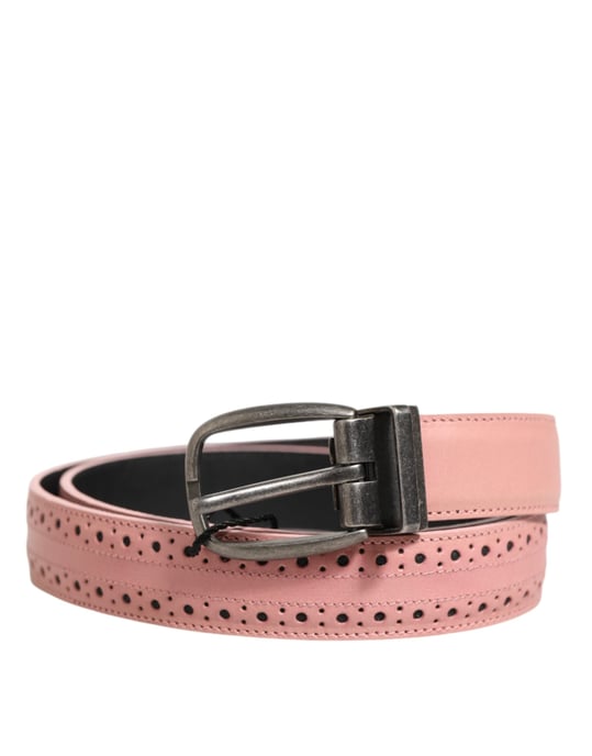 Dolce & Gabbana Pink Leder Gürtel mit durchbrochenen Details und Schnalle - Image 2