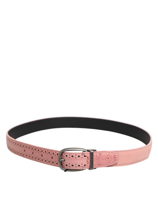 Dolce & Gabbana Pink Leder Gürtel mit durchbrochenen Details und Schnalle - Image 3