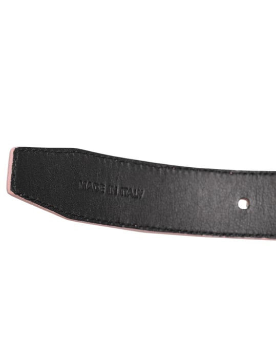 Dolce & Gabbana Pink Leder Gürtel mit durchbrochenen Details und Schnalle - Image 4
