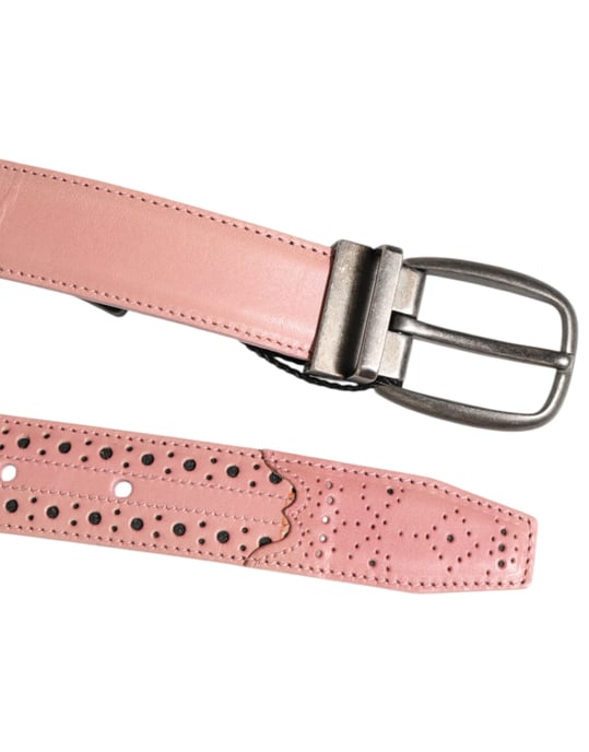 Dolce & Gabbana Pink Leder Gürtel mit durchbrochenen Details und Schnalle - Image 5