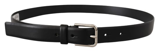 Dolce & Gabbana Schwarzer Kalbleder Gürtel mit silberner Logo-Schnalle - Image 3