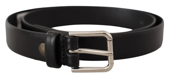 Dolce & Gabbana Schwarzer Kalbleder Gürtel mit silberner Logo-Schnalle - Image 4