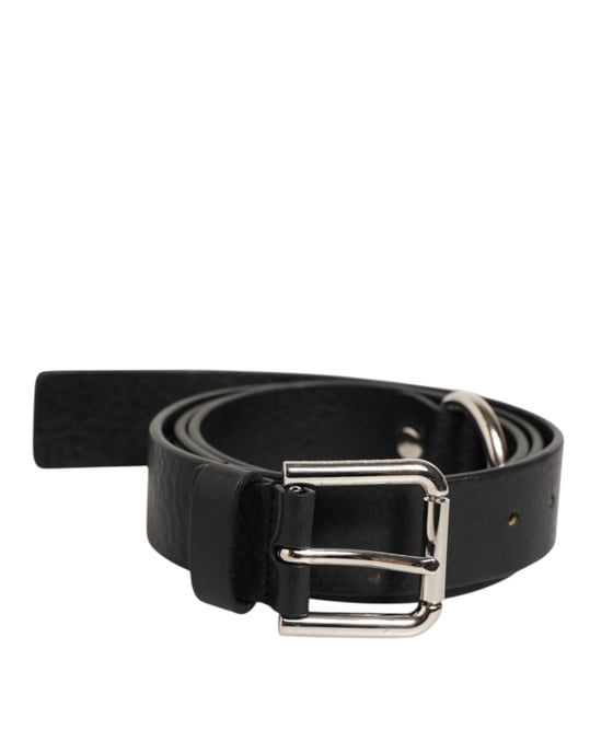 Dolce & Gabbana Schwarzer Leder Gürtel mit klassischer Metall-Logo-Schnalle - Image 2
