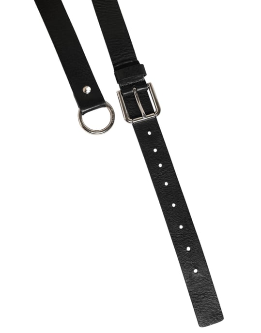 Dolce & Gabbana Schwarzer Leder Gürtel mit klassischer Metall-Logo-Schnalle - Image 6