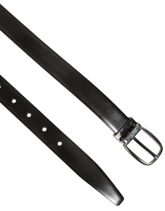 Dolce & Gabbana Schwarzer Klassischer Leder-Gürtel mit Schnalle in Silberfarbe - Image 4