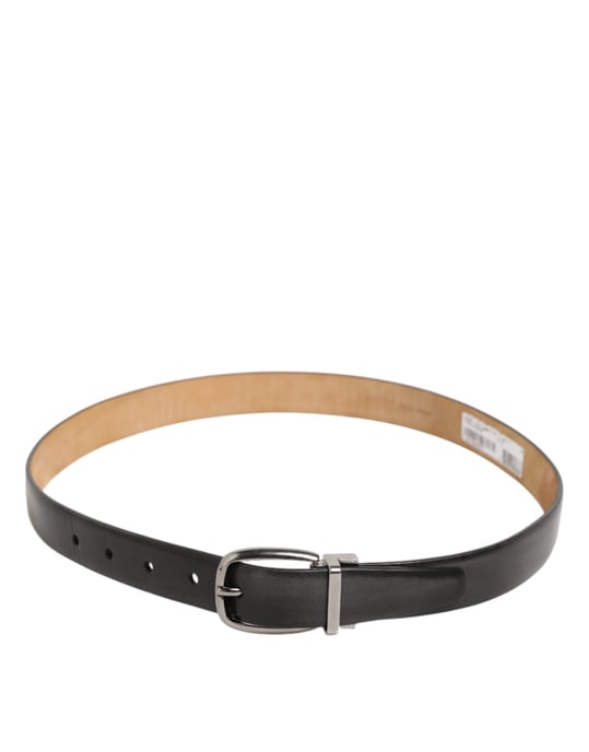 Dolce & Gabbana Schwarzer Klassischer Leder-Gürtel mit Schnalle in Silberfarbe - Image 5