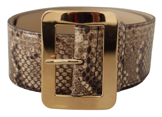Dolce & Gabbana Brauner Exotischer Breiter Ledergürtel mit Goldmetall-Schnalle - Image 1