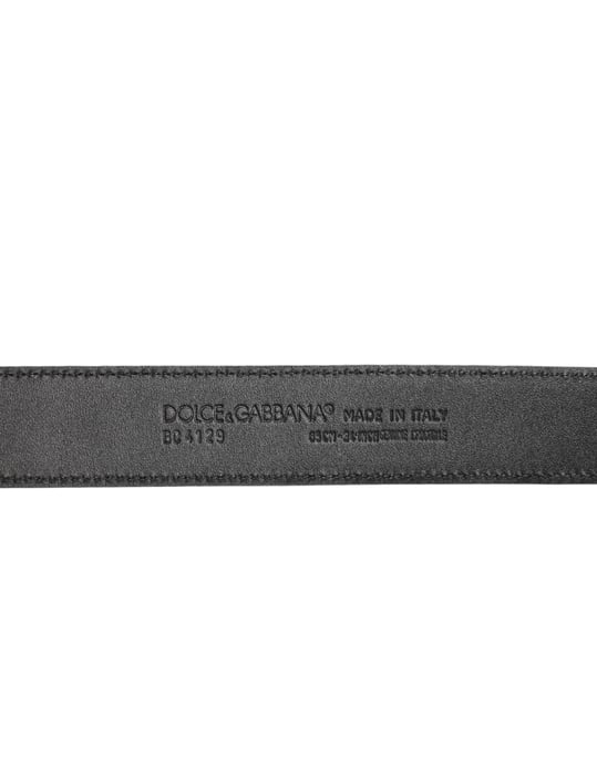 Dolce & Gabbana Schwarzer Exotischer Leder Gürtel mit Metalllogo-Schnalle - Image 4