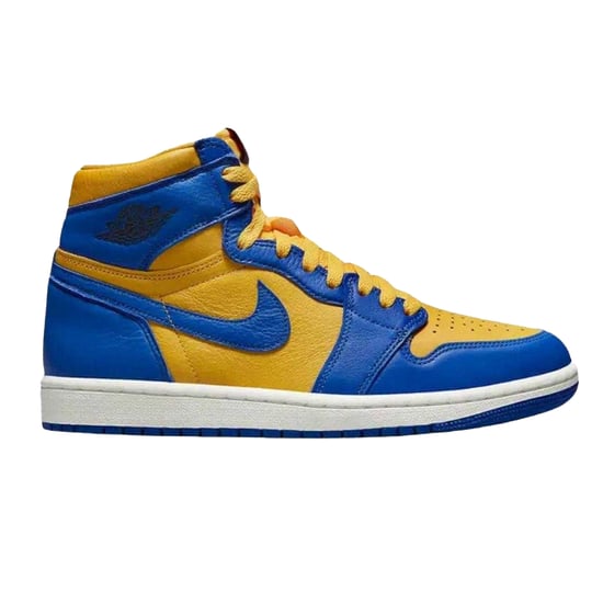 Nike - "Air Jordan 1" Sneaker für Herren/Damen Unisex, Leder, Hoch geschnitten (Gelb/Blau) - Image 1