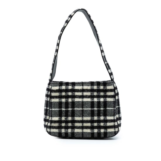 Gebrauchte Vintage Karoschultertasche aus Wolle - Image 1