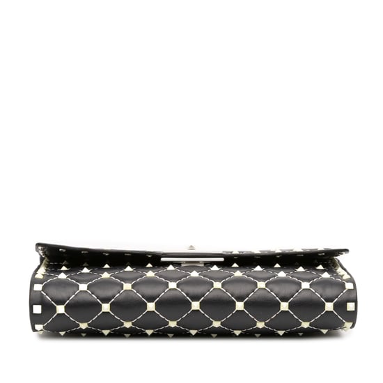 Gebrauchtes Bauchtäschchen aus gestepptem Lammleder mit Rockstud Spike auf Kette - Image 3