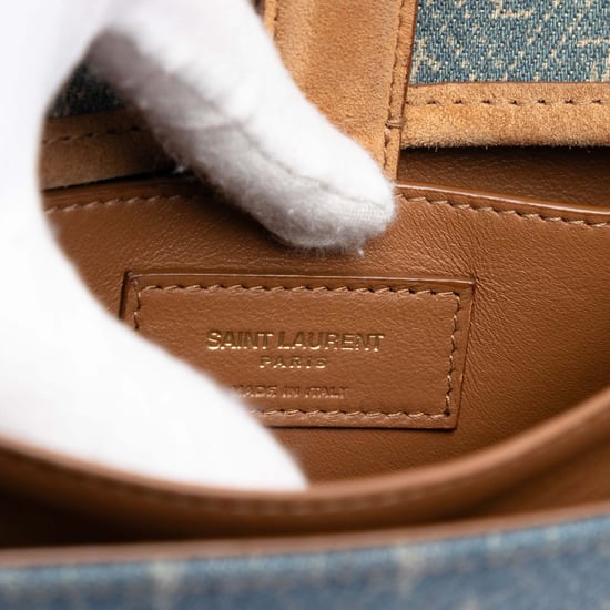 Vorbesitzte Wildleder-besetzte Jeans-Monogramm Allover Umhängetasche - Image 6