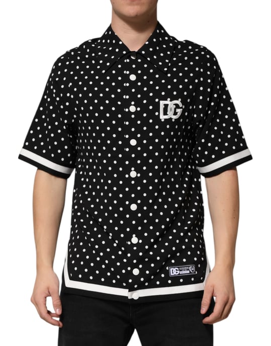 Dolce & Gabbana Schwarzes Polka-Dot Kurzarm-Kragen-Polo-T-Shirt - Image 2