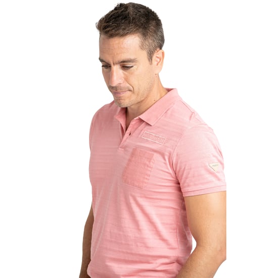 Herren Kurzarm Baumwollpolo-Shirt mit Tasche, Gestreifte Textur PRI2641 - Image 2