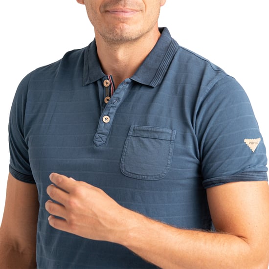 Herren Poloshirt mit kurzen Ärmeln aus gestreiftem Baumwollstoff mit Tasche PRI2635 - Image 2