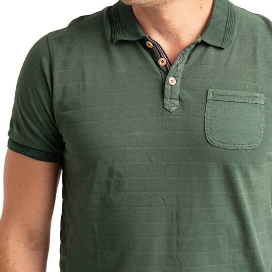 Herren Poloshirt mit kurzen Ärmeln aus gestreiftem Baumwollstoff mit Tasche PRI2635 - Image 2