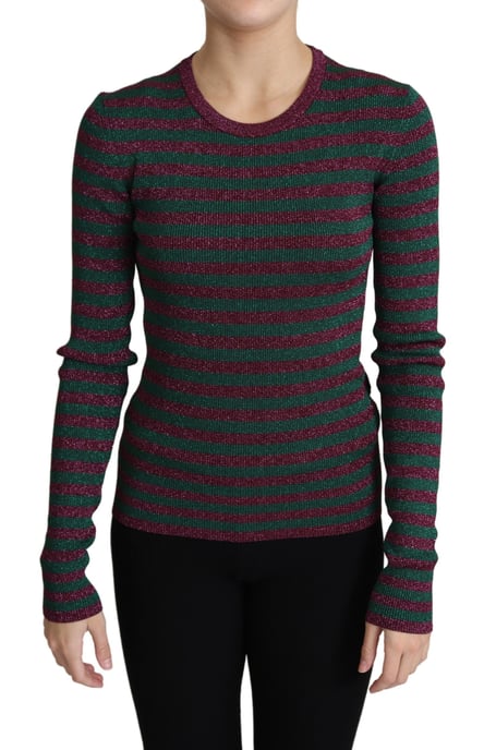 Metallisch Gestreifter Strickpullover Tsh4773 - Image 1