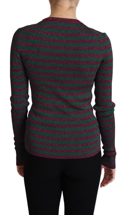 Metallisch Gestreifter Strickpullover Tsh4773 - Image 2