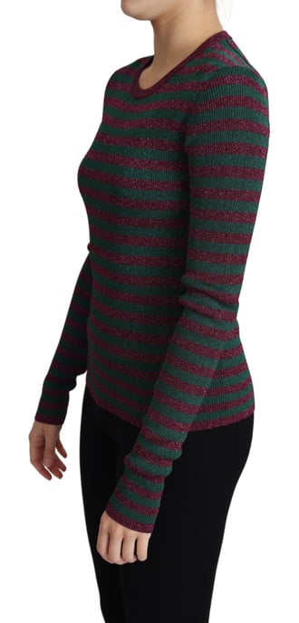 Metallisch Gestreifter Strickpullover Tsh4773 - Image 4
