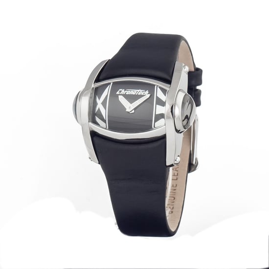 Chronotech Schwarze Leder Armbanduhr - Image 1