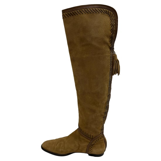 Jimmy Choo Knöchelhohe Stiefel mit Fransenakzenten aus braunem Wildleder - Image 4