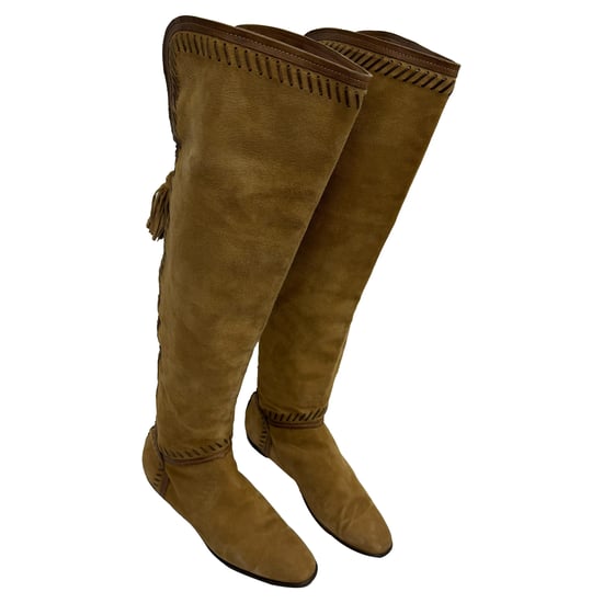 Jimmy Choo Knöchelhohe Stiefel mit Fransenakzenten aus braunem Wildleder - Image 5