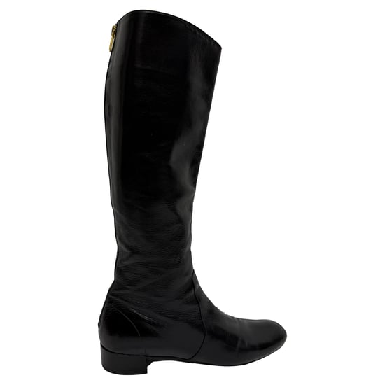 Prada Reißverschluss-Knielange Stiefel aus schwarzem Leder - Image 1