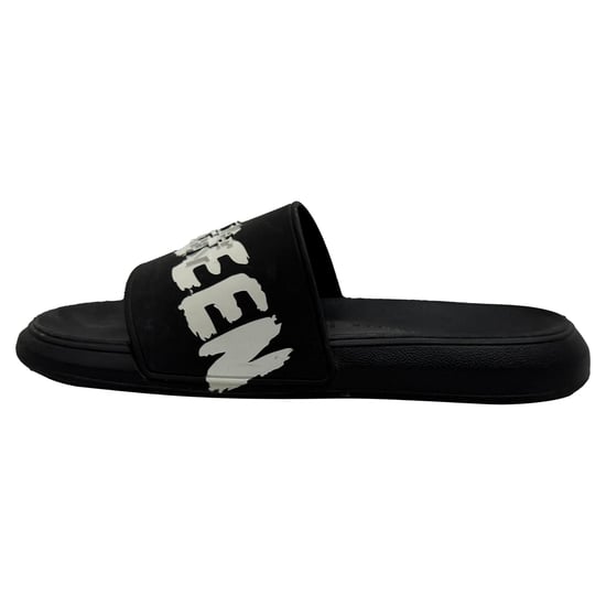 Alexander McQueen Graffiti Logo Slide Sandalen aus schwarzem Gummi - Image 4