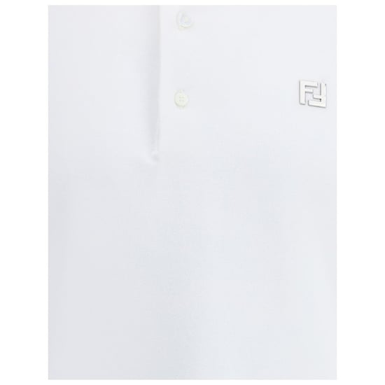Fendi White Cotton Polo Shirt - Image 3
