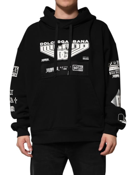 Dolce & Gabbana Schwarzer Baumwoll-Hoodie mit DG Milano-Logo-Print - Image 2