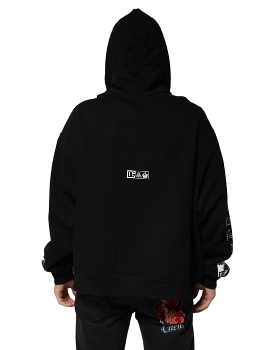 Dolce & Gabbana Schwarzer Baumwoll-Hoodie mit DG Milano-Logo-Print - Image 4