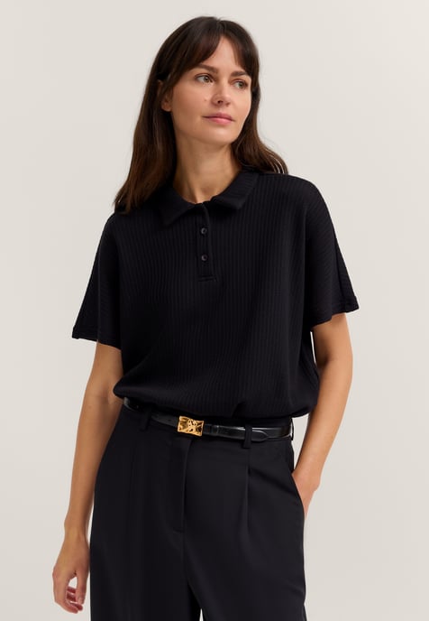 Bugatti Damen T-Shirt aus strukturierter Baumwollmischung - Image 1