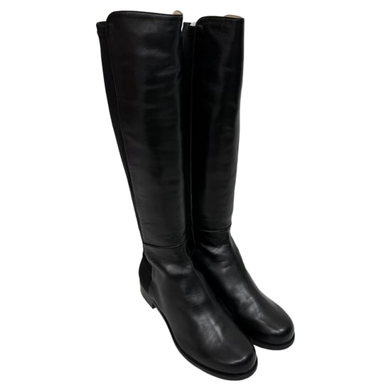 Stuart Weitzman 5050 Overknee-Stiefel aus schwarzem Leder und Wildleder - Image 5