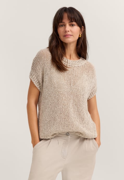 Bugatti Damen Pullunder aus Leinen-Baumwoll-Mix mit Rundhals - Image 1