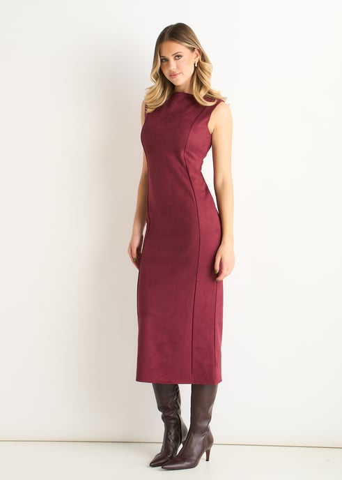 Pencil-Kleid aus Kunstwildleder in der Farbe Mulberry - Image 3