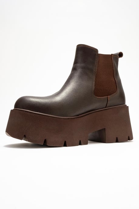 Clen Leder-Plateaustiefelette Chelsea - Image 4