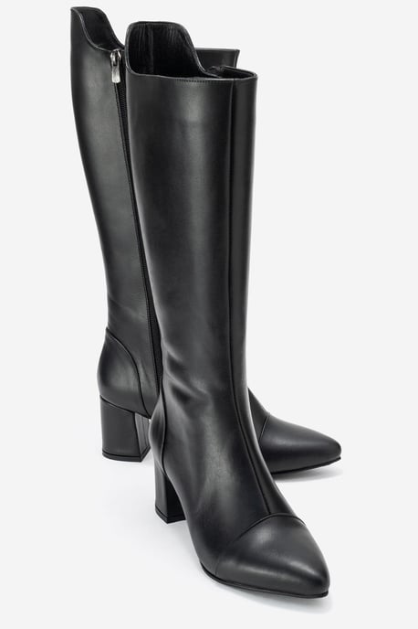 Osmera Leder Blockabsatz Kniehoher Stiefel - Image 2