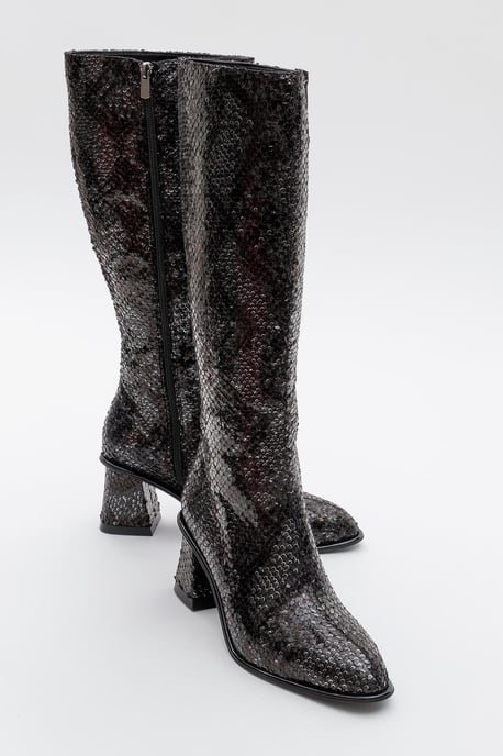 Elly Gemusterter Blockabsatz-Stiefel - Image 1