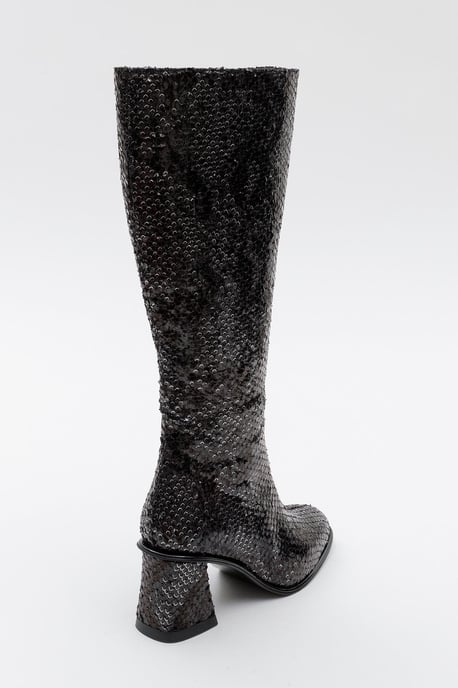 Elly Gemusterter Blockabsatz-Stiefel - Image 4