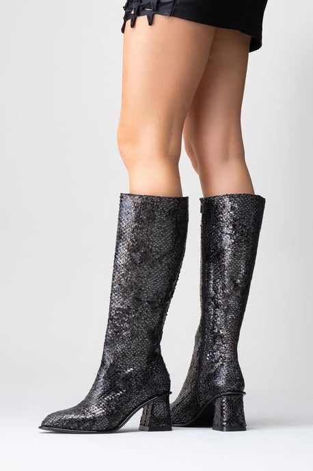 Elly Gemusterter Blockabsatz-Stiefel - Image 5